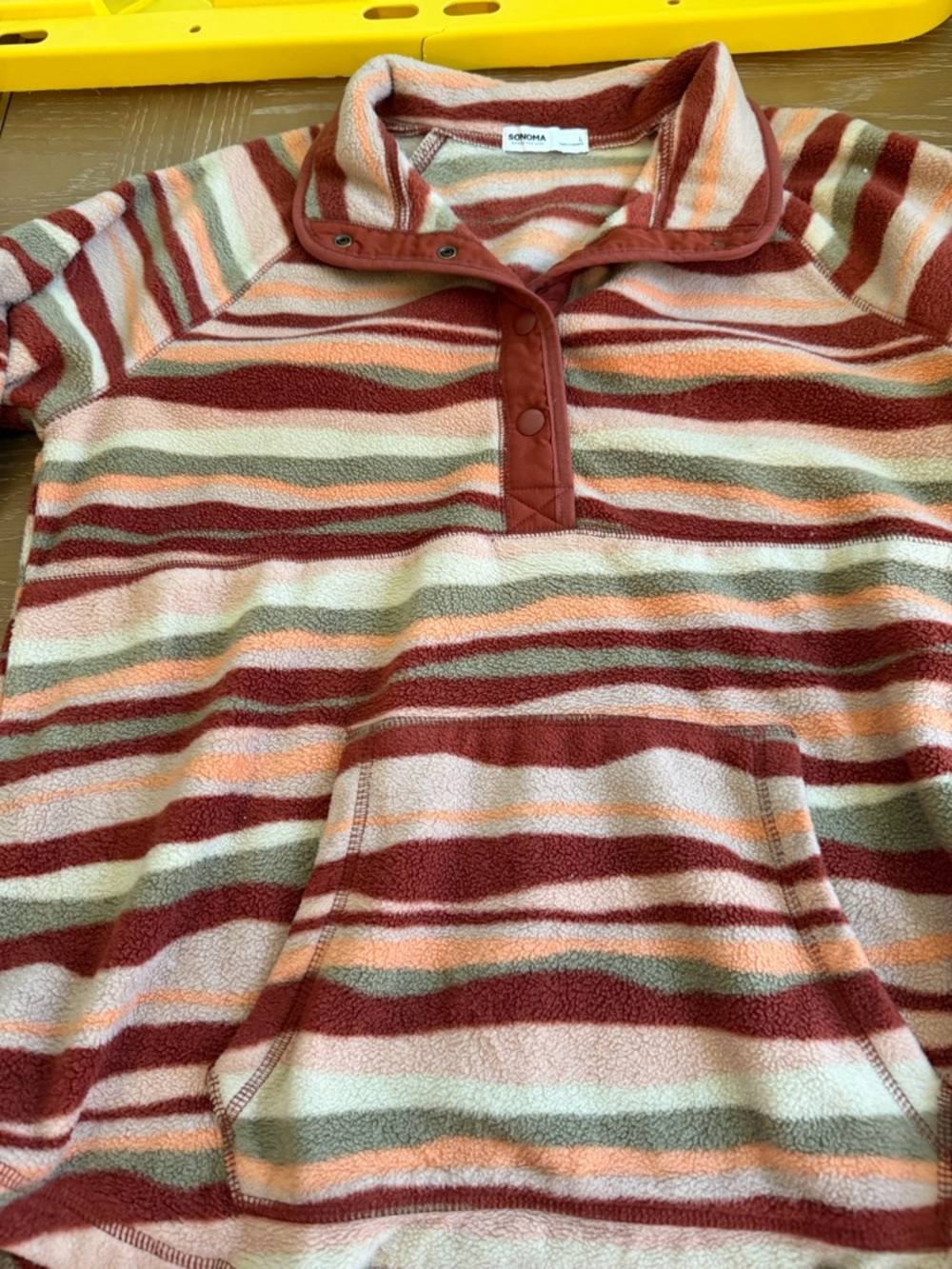 Sonoma Rust, Pink & Cream Striped Fleece Pullover